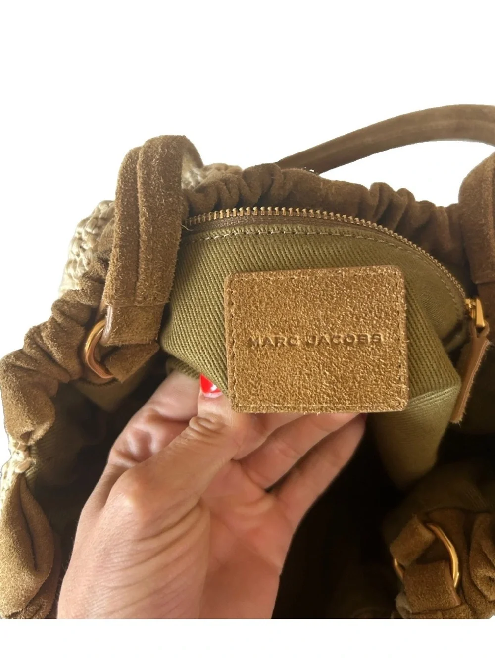 Marc Jacobs Summer Woven Cristina Tote Natural Raffia Suede Shoulder Bag
